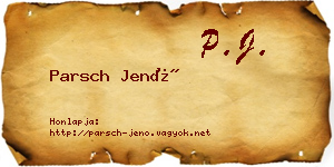 Parsch Jenő névjegykártya